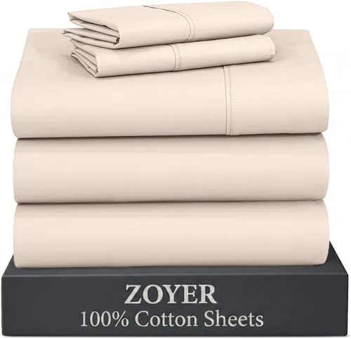 Miniatura 41 de ZOYER Sábanas de percal 100 % algodón tamaño King, refrescantes y transpirables para personas que duermen con calor, ropa de cama crujiente