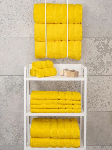 Miniatura 7 de American Soft Linen - Juego de 4 toallas, 100% de algodón turco, 27 x 54 pulgadas, tamaño extragrande, toallas para la ducha, color amarillo