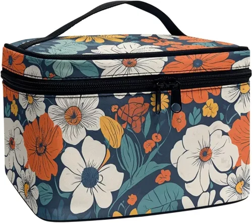 Miniatura 24 de JoyLamoria Bolsa de Maquillaje Portátil Bolsa de Cosméticos de Viaje Bolsa de Maquillaje con Gran Capacidad Bolsa con Cremallera, Aztec Southwestern