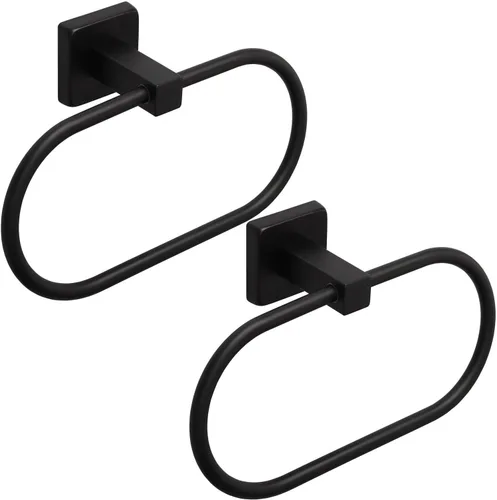 Miniatura 12 de TocTen Toallero de mano para baño, toalla de pared con estante de madera, toallero de mano de metal de alta calidad, accesorios de baño, colgador