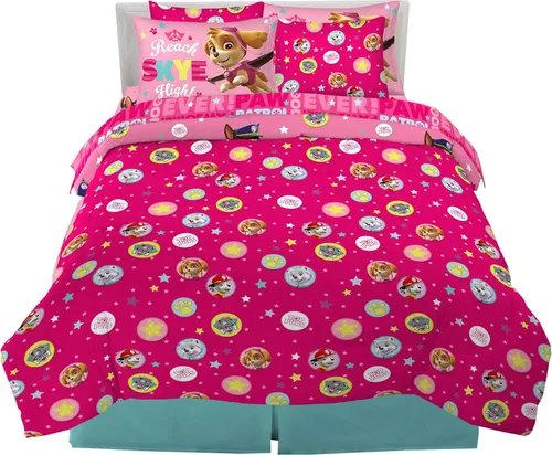 Miniatura 2 de Franco - Juego de ropa de cama para niñas Patrulla Canina, edredón y sábanas supersuaves con funda, 7 piezas, tamaño matrimonial, producto