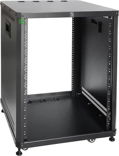 Miniatura 6 de RIVECO POMU - Estante estéreo y de estudio de 6U con ruedas giratorias, gabinete de red rodante, estante de audio de marco abierto para grabación