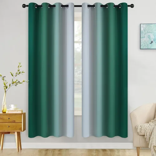 Miniatura 157 de COSVIYA Cortinas 100% Opacas Azul Degradado con Lazos Ajustables para Cocina Aislamiento Térmico Oscurecimiento de Habitación Cenefa con Bolsillo