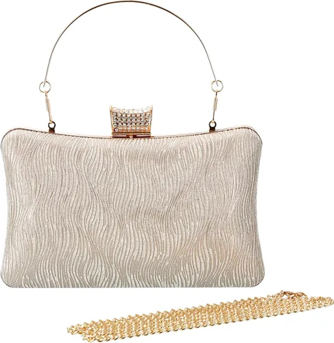 Miniatura 5 de Bolsos de mano dorados para mujer de noche, bolso dorado para boda, fiesta, novia, baile de graduación, formal, dorado, bolso de hombro