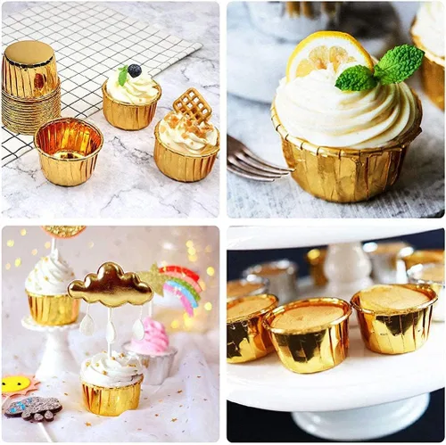 Miniatura 7 de Copas de papel de aluminio para cupcakes, 50 piezas desechables Ramekin MuffinBaking Tazas pequeñas tazas de aluminio para cupcakes Ramekin Holder