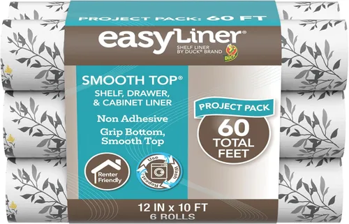 Forro EasyLiner de Superficie Lisa para Gabinetes y Cajones - Fácil de Instalar y Cortar a Medida - Papel para Estantes y Forro para Cajones de Rama