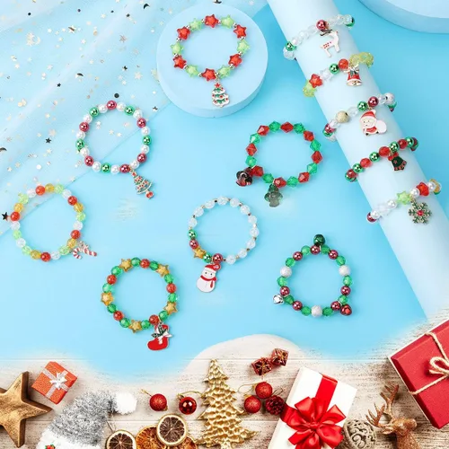 Miniatura 4 de Spiritlele 12 Pieces Beaded Strand Stretchy Bracelets Set Holidays Costume Charm Bracelet Wristband Set Birthday Party Gift for Girls Women