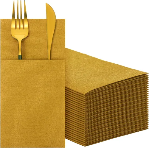 Miniatura 15 de Cindeer 150 piezas de servilletas de cena azul marino con sensación de lino, bolsillo plano incorporado, preplegadas, servilletas de papel 2-Azul