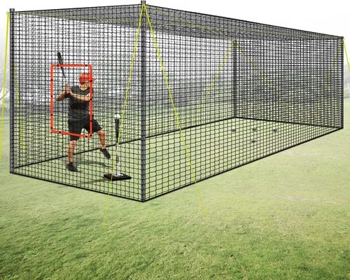 PLAYAPUT Jaula de bateo portátil de béisbol y sóftbol, 22 pies x 12 pies x 8 pies, red de bateo con agujero para máquina de lanzar, puerta