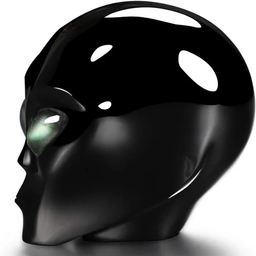 Miniatura 4 de Skullis Estrella de obsidiana negra de 2.0 pulgadas, compañero de calavera de cristal alienígena con ojos de labradorita, escultura de arte fino