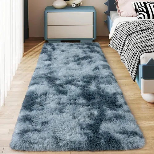 Miniatura 25 de Alfombras suaves para pasillos de dormitorio, nuevas, con parte inferior antideslizante mejorada, de 2 x 3, alfombra esponjosa y peluda verde
