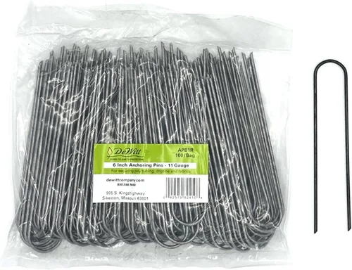 DeWitt Pasadores de anclaje de acero redondeados en forma de U de 6 pulgadas, grapas de jardín para barrera de malezas, tapetes, lonas, jardín y