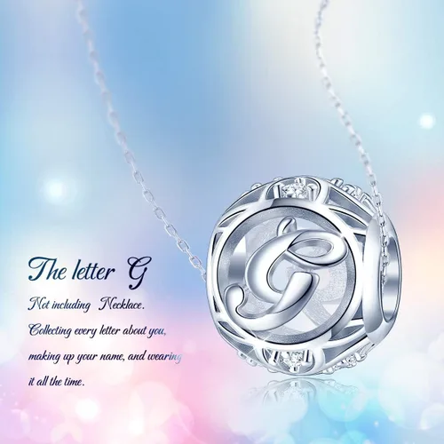 Miniatura 30 de FOREVER QUEEN - Dije con letra inicial de la A a la Z, para pulsera y collar, de plata de ley 925 con cuentas de circonita cúbica, joyería de regalo