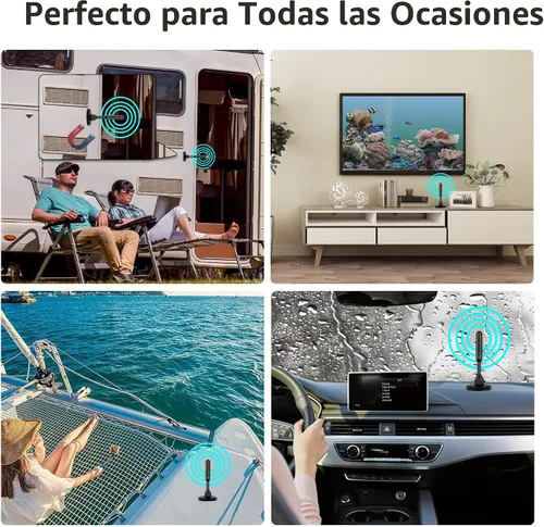 Miniatura 5 de Antena de TV para interiores con 2 potenciadores de señal y cable de 32 pies - Antena digital para Smart TV, base magnética, compatible con 4K 1080p