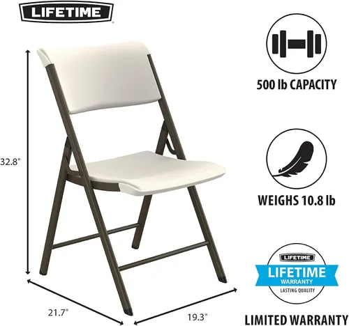 Miniatura 3 de LIFETIME Silla plegable con marco A, paquete de 4, almendra