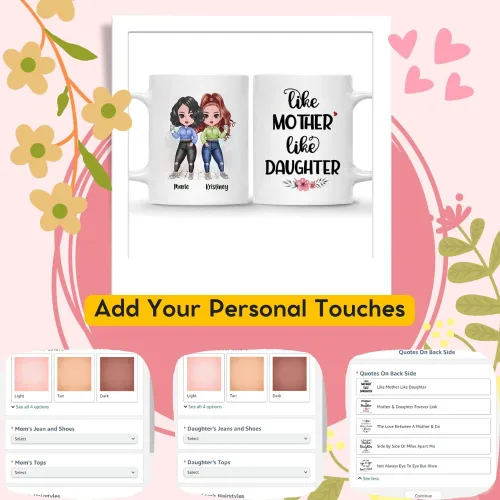 Miniatura 3 de Gossby Taza personalizada para madre y 1 hija, como madre como hija, regalos para madre, mejores tazas de café para madre, taza personalizada
