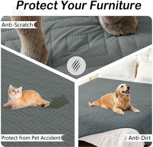 Miniatura 3 de hyha Manta impermeable para perro, manta suave para cama de perro, manta para mascotas, funda de sofá impermeable lavable para perros, fundas Gris