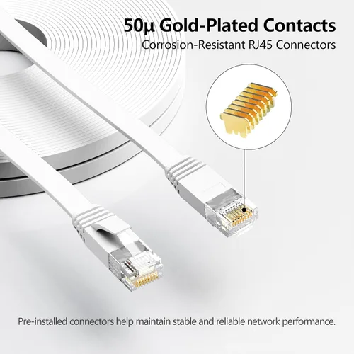 Miniatura 2 de Cable Ethernet Cat 6 de 5 pies (paquete de 6), para exteriores e interiores, compatible con red Cat7 de 10 Gbps, cable de conexión LAN plano