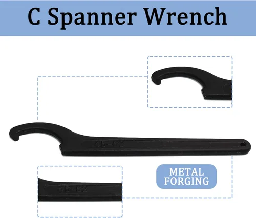 Miniatura 3 de Llave de Tuerca de Gancho en C, Herramienta de Ajuste Negra de Acero al Carbono para Tuerca Redonda de Portabrocas de 45-52mm 1.772-2.047 in