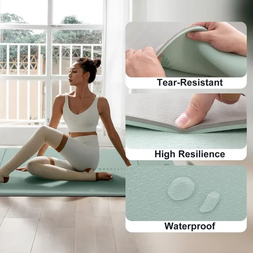 Miniatura 3 de UMINEUX Esterilla de yoga extra gruesa de 1/3 y 2/5 pulgadas antideslizante para mujeres, respetuosa con el medio ambiente, tapete de ejercicio