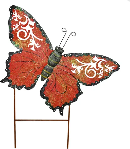 Miniatura 6 de Linfevisi Estacas de jardín de mariposa de metal, decoración de primavera, mariposas, patio, estaca, césped, decoración de jardín, decoración Rojo
