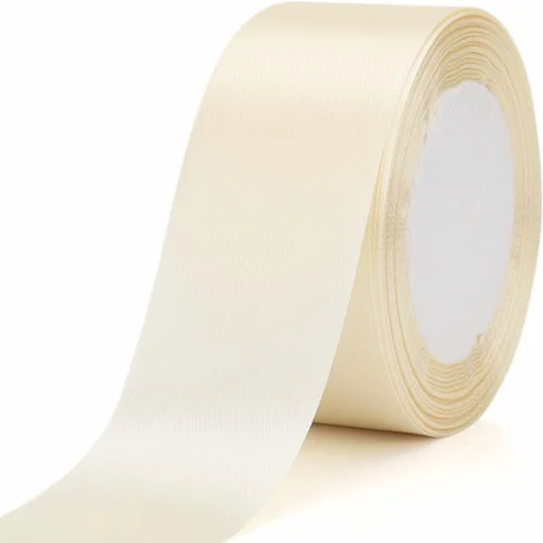 Miniatura 2 de Nsilu Cinta de satén de 25 yardas de 1-1/2 pulgadas de ancho adecuada para bodas, fiestas y cajas de regalo (blanco arroz, 1-1/2 pulgadas)