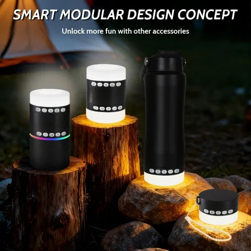 Miniatura 6 de Linterna de camping con botella de agua, luces LED modulares con 5 modos, lámpara recargable para tienda de campaña, senderismo, mochilero de Negro