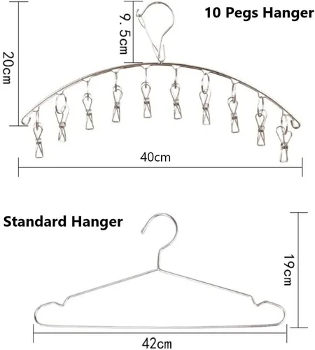 Miniatura 2 de Paquete de 4 perchas de acero inoxidable con 10 clips
