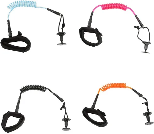 Miniatura 4 de Correa de muñeca ajustable para tabla de surf, bíceps en espiral, con tapón, color negro