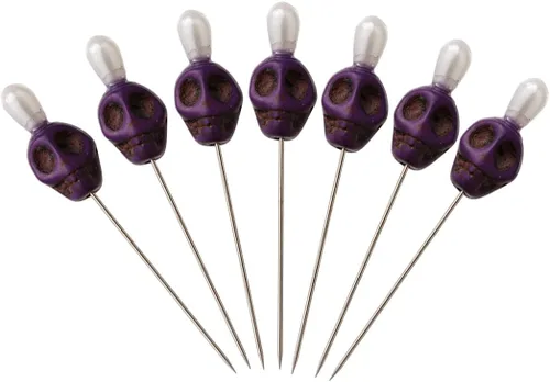 BLESSUME 7pcs Candle Magick Ritual Pins Skull Top (Púrpura)