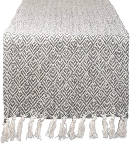DII Camino de mesa trenzado estilo granja, 15 x 72 pulgadas, 1 pieza, gris