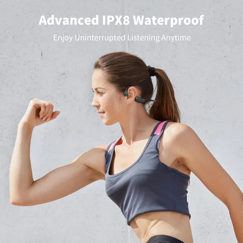 Miniatura 3 de Haowolf Auriculares de conducción ósea, Bluetooth 5.4 con micrófono abierto IPX8 impermeables, auriculares de natación 10 horas de reproducción