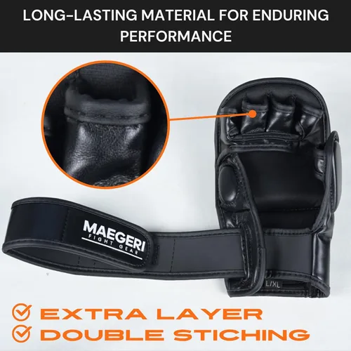 Miniatura 4 de Guantes de entrenamiento híbridos de MMA – Guantes de entrenamiento de palma abierta de 7 onzas con muñequera de 18 pulgadas para agarre, trabajo