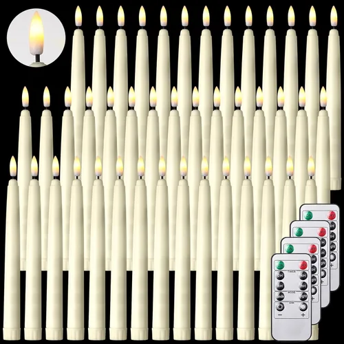 Miniatura 8 de Reginary 48 unidades de velas cónicas sin llama con 4 controles remotos, velas cónicas parpadeantes sin llama a pilas con mecha 3D, luces LED