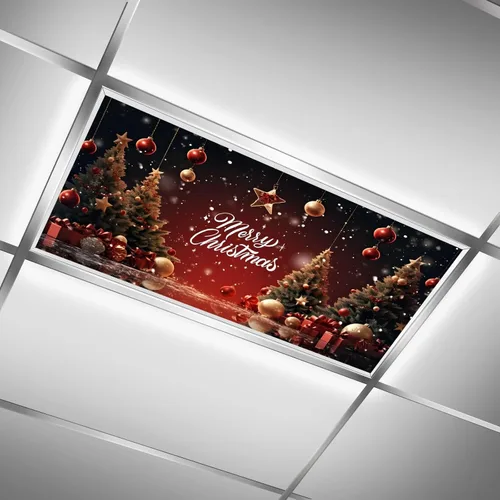 Miniatura 11 de Cubiertas de luz fluorescente de ciervos navideños para aula, 4 x 2 pies, cubierta roja para luz de techo de automóvil, decoración de hospital