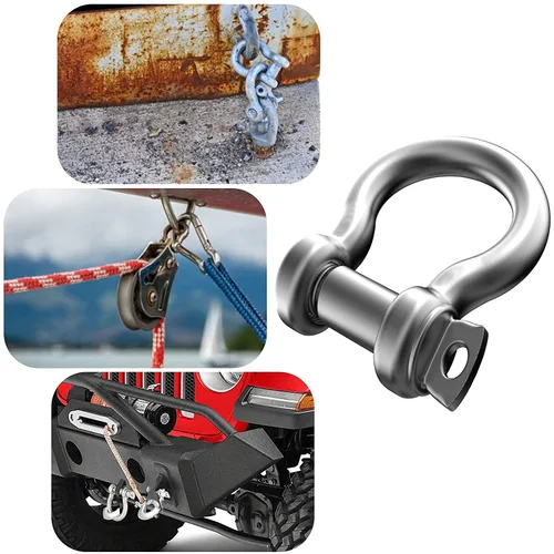 Miniatura 6 de 4 grilletes de anillo en D de acero inoxidable 304 de 5/16 pulgadas de 5/16 pulgadas para alambre de acero de tracción, 0.315 in