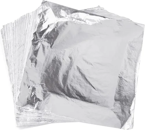 Miniatura 10 de YongBo Hojas de hojas doradas, 200 piezas de papel de aluminio dorado de 5.5 pulgadas para manualidades, pintura, dorado, slime, diseño de uñas