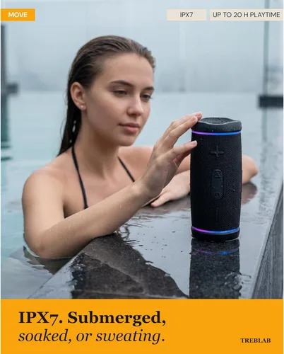 Miniatura 2 de TREBLAB HD77 - Altavoz Bluetooth ultra premium - Sonido envolvente HD de 360°, emparejamiento dual inalámbrico, estéreo de 25 W, graves fuertes