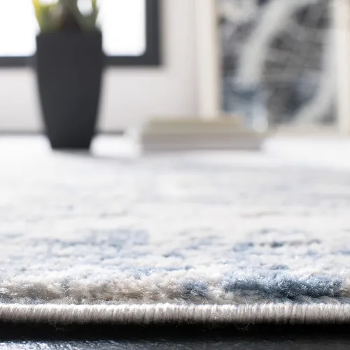 Miniatura 4 de SAFAVIEH Amelia Collection ALA700A - Alfombra decorativa de 2'2" x 4', diseño moderno abstracto, color marfil y azul, no desprende pelusa y de fácil