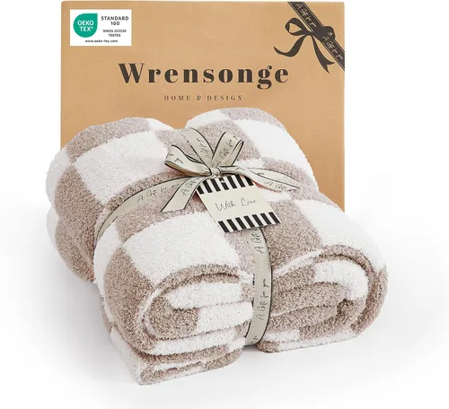 Miniatura 35 de WRENGONGE - Manta a rayas de color caqui, suave, acogedora, mullida, cálida, para sillón, sofá, cama o viajes, ligera, 50 x 70 pulgadas, regalo