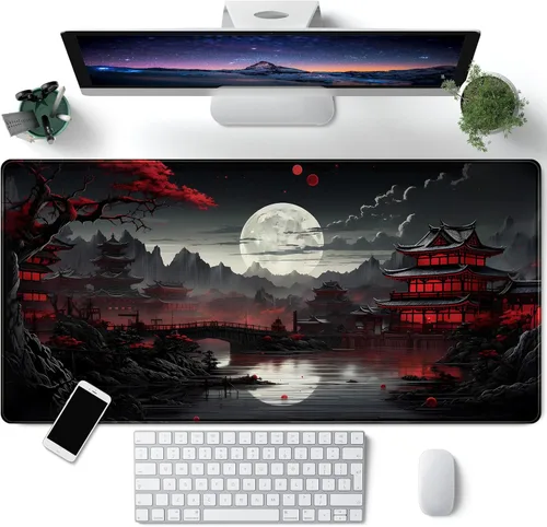 Miniatura 24 de Alfombrilla de mouse japonesa para juegos, color morado, XXL, extendida, anime, genial, grande, para teclado, mouse, alfombrilla de escritorio