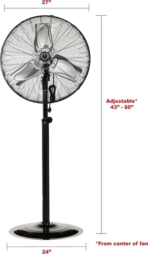 Miniatura 4 de TPI Corporation CACU-24-P, ventilador de montaje en pedestal de alta velocidad de 24 pulgadas no oscilante para comercial e industrial, garaje