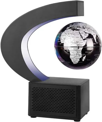 Globo flotante, globos geográficos de levitación magnética con luces LED, globos giratorios de escritorio para niños, hombres y familia (negro, 4