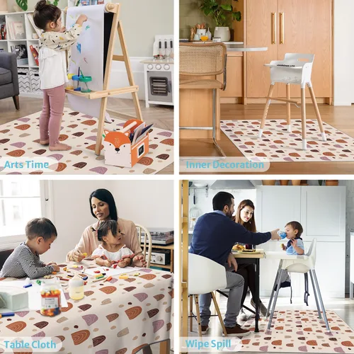 Miniatura 6 de Blissful Diary Tapete para Salpicaduras de Bebé para Debajo de Silla Alta, 50.4 x 50.4 Pulgadas Tapete Limpiable contra Salpicaduras, Impermeable