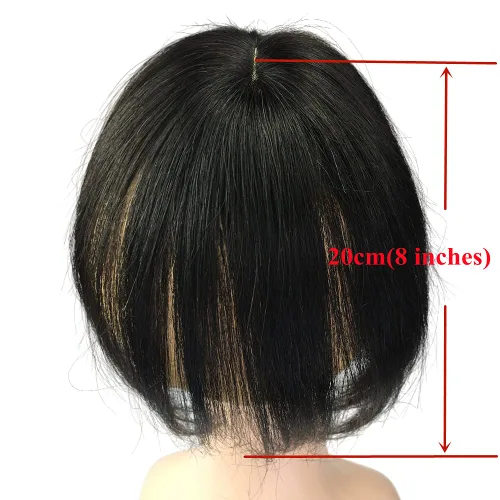 Miniatura 6 de Anemone Peluca de cabello humano con clip para mujer, con flecos de aire 3D, base de poliuretano invisible para cabello fino y cuero cabelludo Negro
