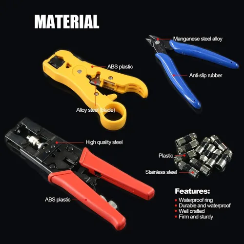 Miniatura 3 de Hilitchi Crimpadora de cable coaxial con manual de instrucciones Conector de compresión multifuncional Herramienta de crimpado coaxial ajustable