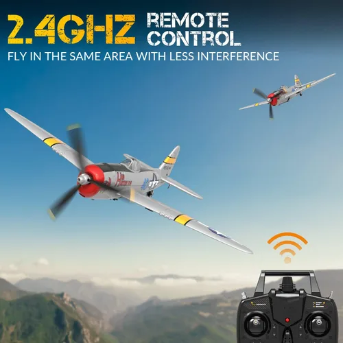 Miniatura 8 de VOLANTEXRC Avión RC para principiantes, 4 canales WWII Warbird P-47 Thunderbolt con Aileron, avión RC de 2.4 GHz con auto enderezamiento Xpilot