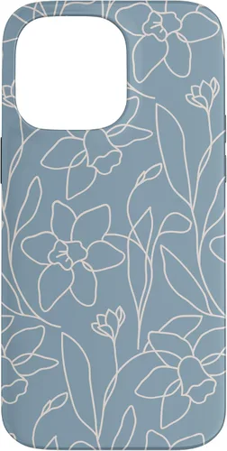 Miniatura 21 de Poppy Flower Line Art Modern Leaves Boho Light Blue Case for iPhone 17