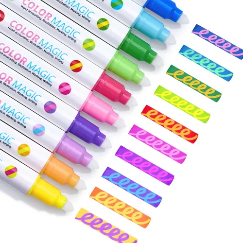 JoyCat 10 rotuladores que cambian de color, marcadores mágicos de doble punta, colores fluorescentes surtidos para diario de arte, toma de notas y
