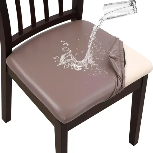 Miniatura 13 de YISUN Fundas de Asiento para Silla Set de 6, Fundas para Comedor Impermeables, Fundas de Asiento de Jacquard Elásticas Extraíbles y Lavables